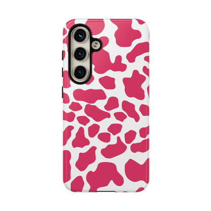 Pink Cow Print Phone Case Cover for iPhone, Samsung, Google smart phones