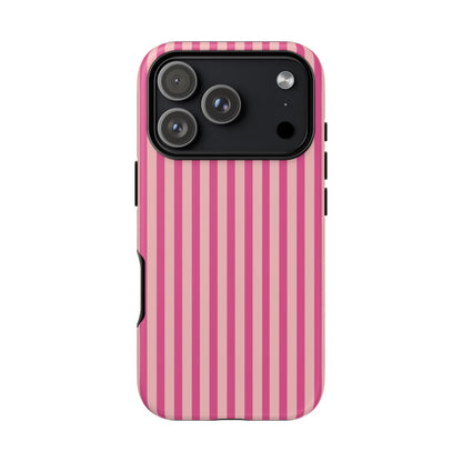 Pink Stripe Everyday Phone Case Cover, Protective Smartphone Cover, Trendy Accessories