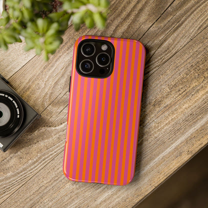 Orange Pink Striped Tough Phone Cases
