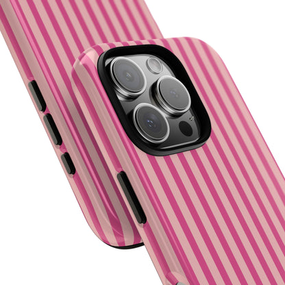 Pink Stripe Everyday Phone Case Cover, Protective Smartphone Cover, Trendy Accessories