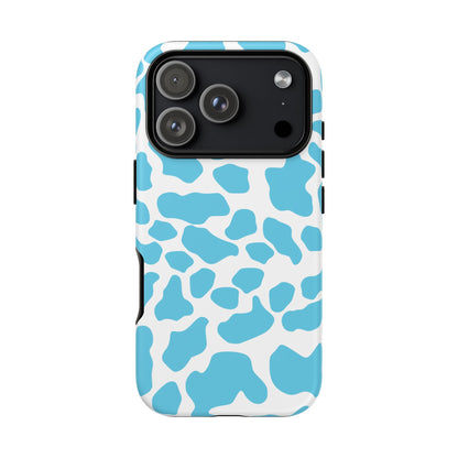 Blue White Cow Print Phone Case Cover