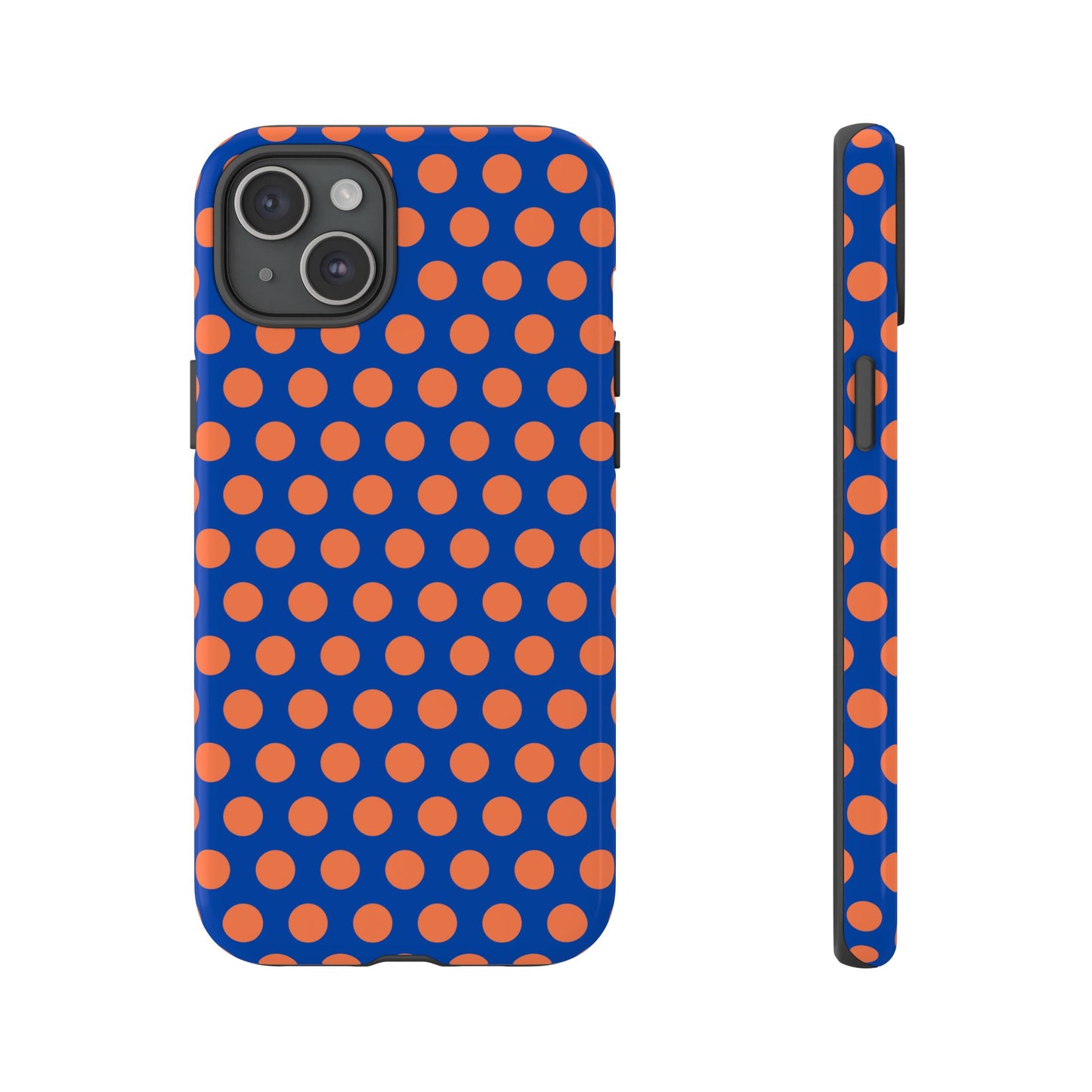 Blue & Coral Polka Dot Phone Case for iPhone, Samsung S, Google Pixel Phones