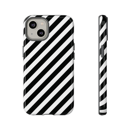 Black White Diagonal Phone Case Cover, Protective Sleek Cell Phone Case, Modern Smartphone, Stylish