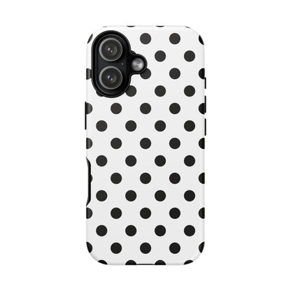 Black White Polka Dot Phone Case Cover  iPhone, Samsung Galaxy S25, Google Pixel 7