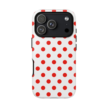 Red White Polka Dot Phone Case Cover for iPhone, Samsung, and Google Phones