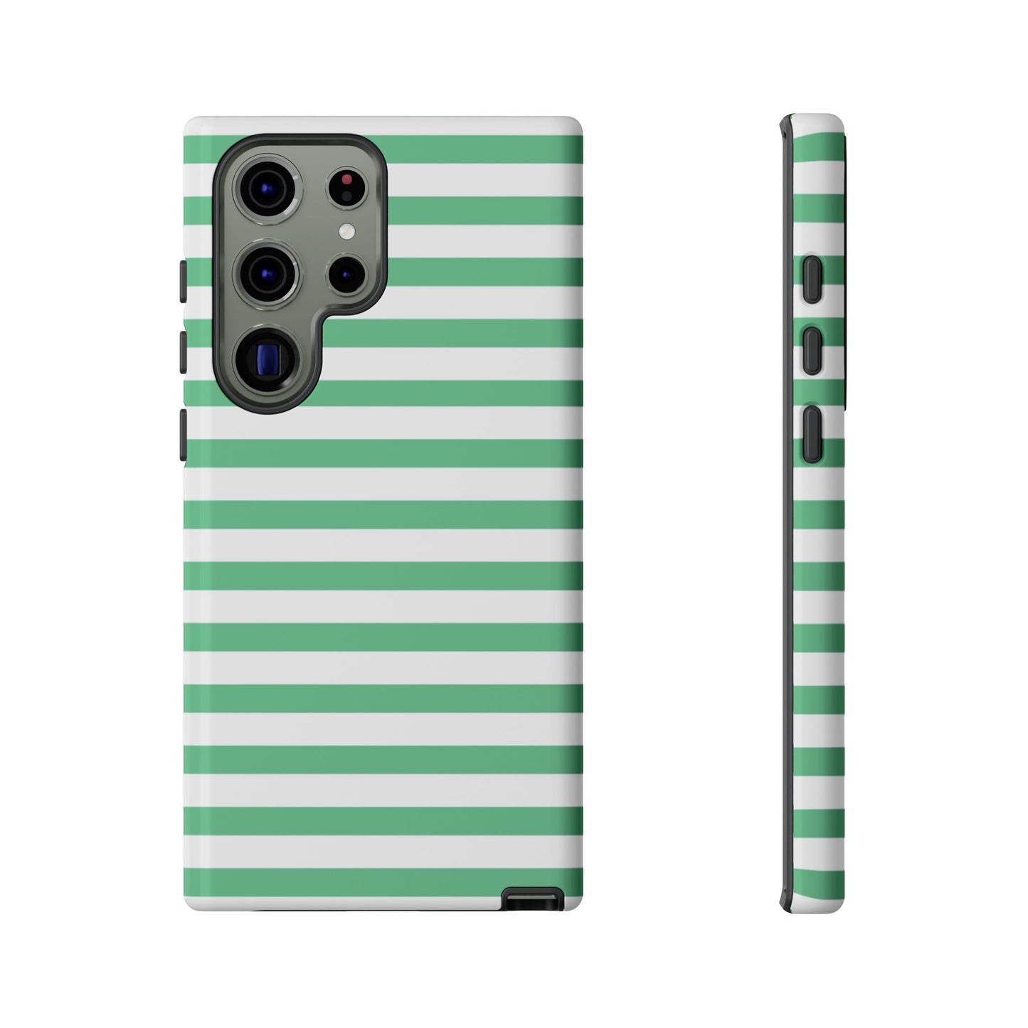 Mint Green Striped Phone Case | Horizontal Candy Stripe iPhone Cover