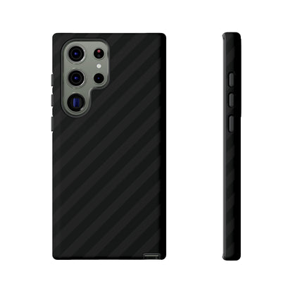 Phone Case, Black Diagonal Pattern Tough Gloss Finish Protective Cover, iPhone, Samsung, Google Pixel, Unique Geometric Design, Gift