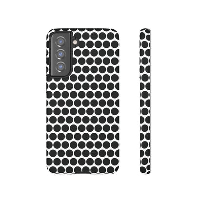 Black White Dot Pattern Tough Phone Case for iPhone, Samsung, Google