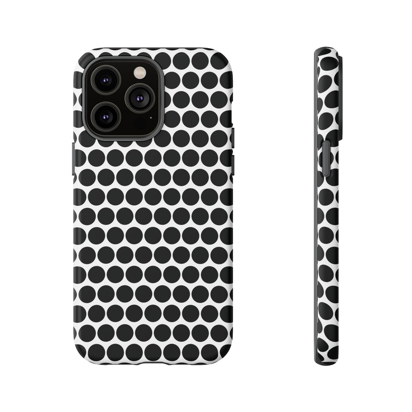 Black White Dot Pattern Tough Phone Case for iPhone, Samsung, Google