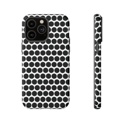 Black White Dot Pattern Tough Phone Case for iPhone, Samsung, Google