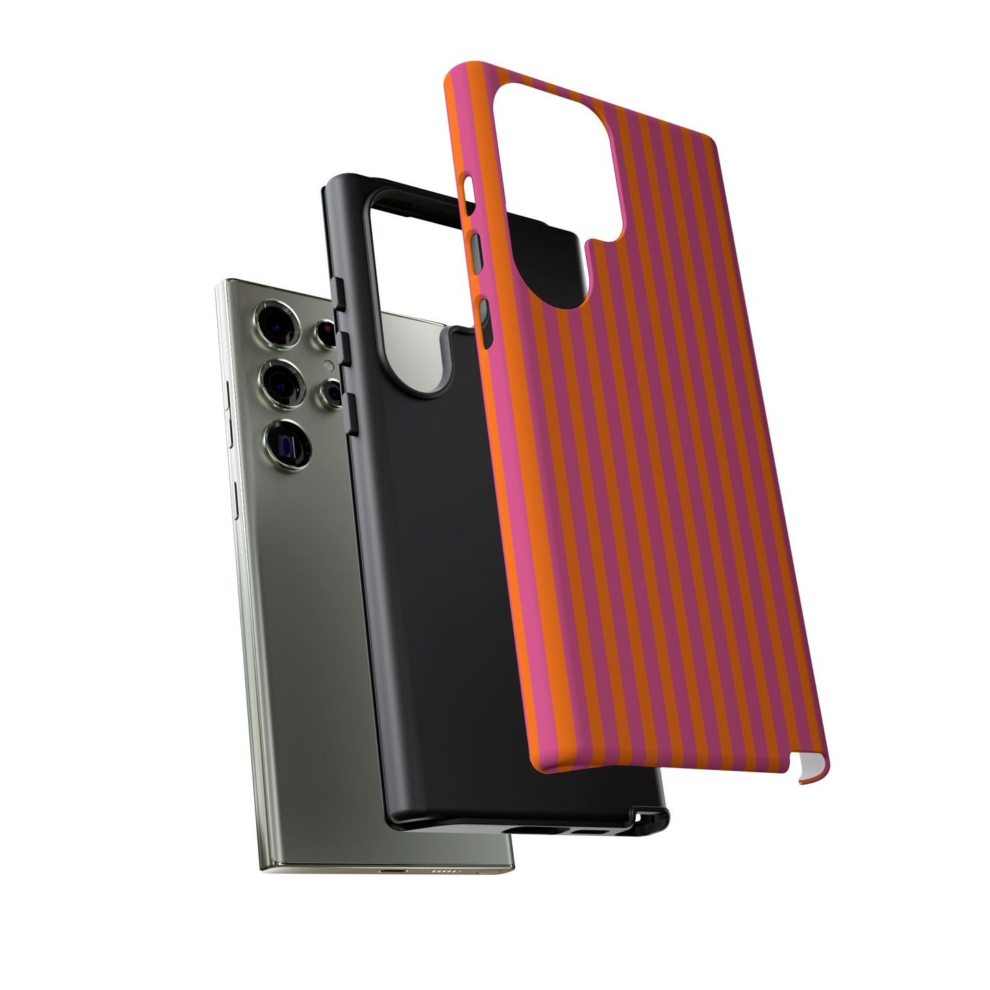 Orange Pink Striped Tough Phone Cases