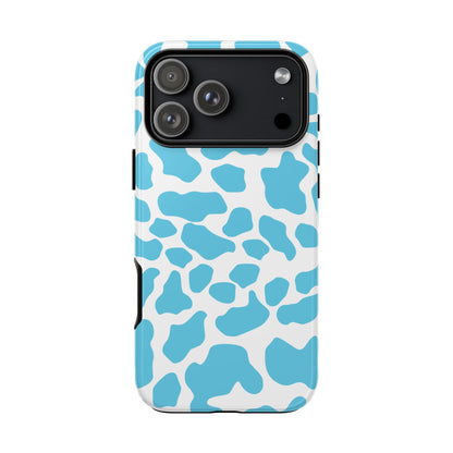 Blue White Cow Print Phone Case Cover