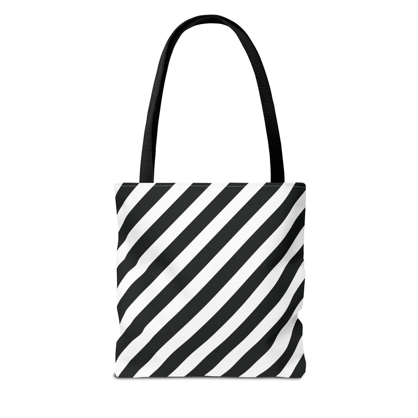 Black and White Diagonal Striped Tote Bag