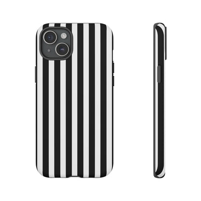 Black White Horizontal Stripe Phone Case Cover, iPhone, Samsung Galaxy S24, and Google Pixel Phones