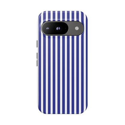 Phone Case, Blue White Striped Tough Case Cover, Protective Phone Cover, Hard Shell Phone Case, Phone Accessories, Phone Protector