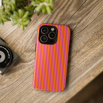Orange Pink Striped Tough Phone Cases