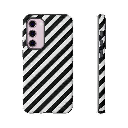 Black White Diagonal Phone Case Cover, Protective Sleek Cell Phone Case, Modern Smartphone, Stylish