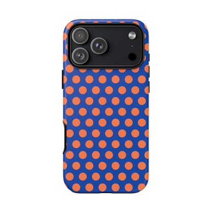 Blue & Coral Polka Dot Phone Case for iPhone, Samsung S, Google Pixel Phones