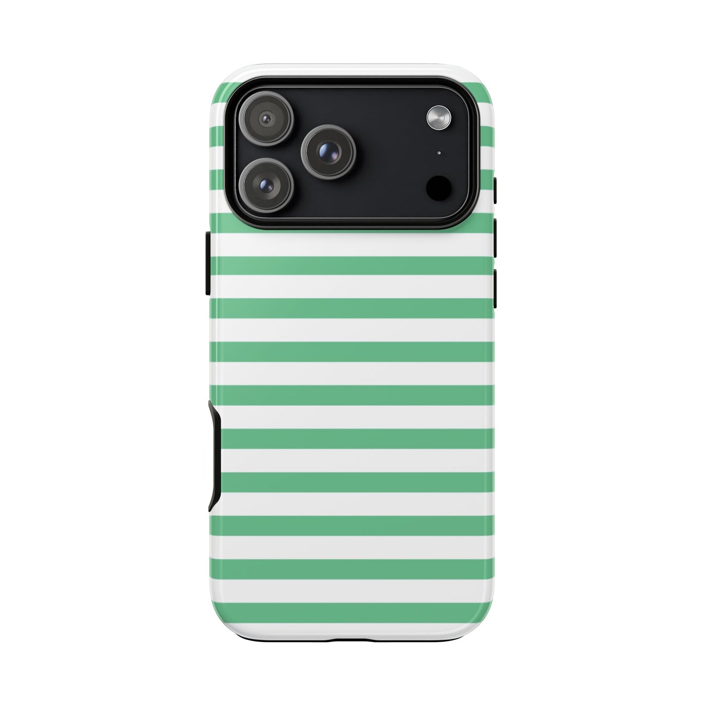 Mint Green Striped Phone Case | Horizontal Candy Stripe iPhone Cover