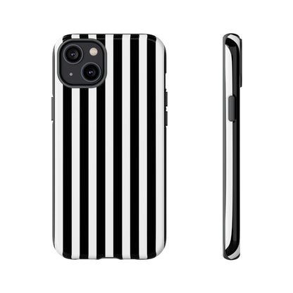 Black White Horizontal Stripe Phone Case Cover, iPhone, Samsung Galaxy S24, and Google Pixel Phones