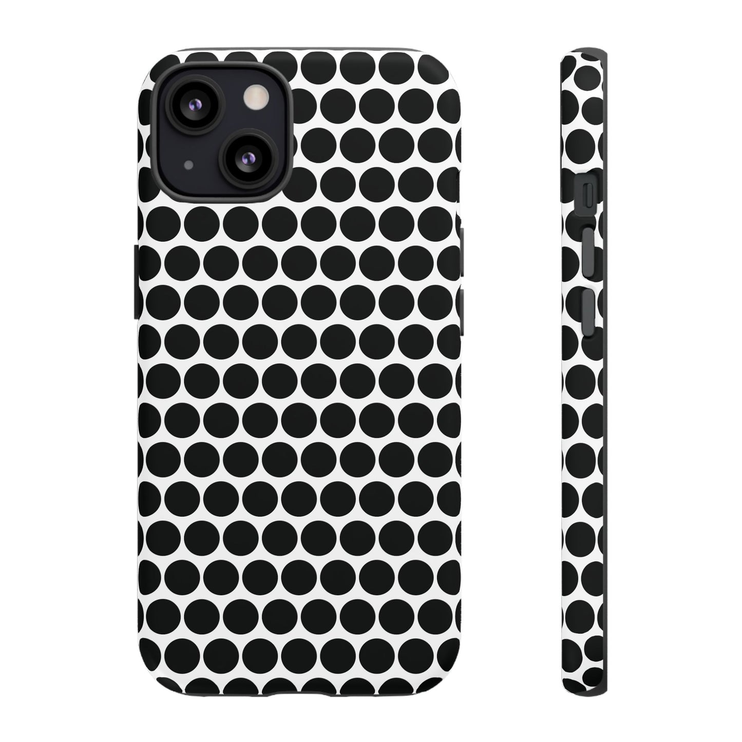 Black White Dot Pattern Tough Phone Case for iPhone, Samsung, Google