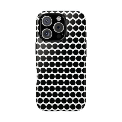 Black White Dot Pattern Tough Phone Case for iPhone, Samsung, Google
