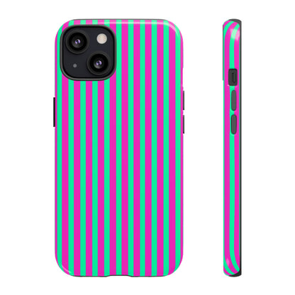 Green Pink Striped Phone Case Cover