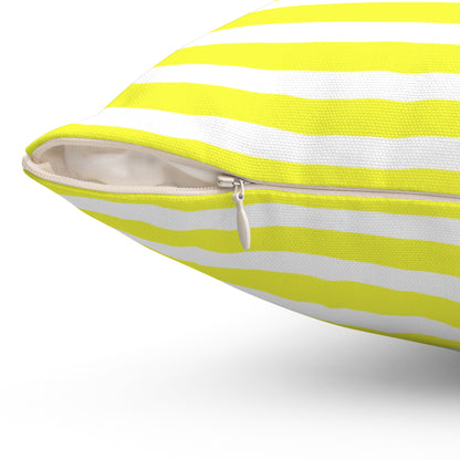 Yellow White Striped Square Pillow | Coastal Nautical Throw Pillow