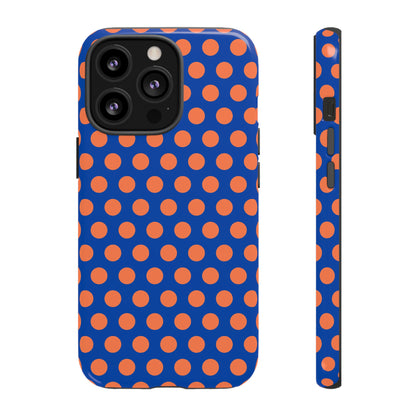 Blue & Coral Polka Dot Phone Case for iPhone, Samsung S, Google Pixel Phones