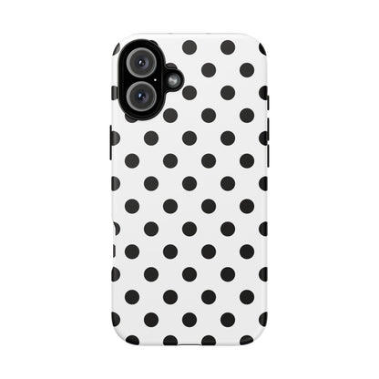 Black White Polka Dot Phone Case Cover  iPhone, Samsung Galaxy S25, Google Pixel 7