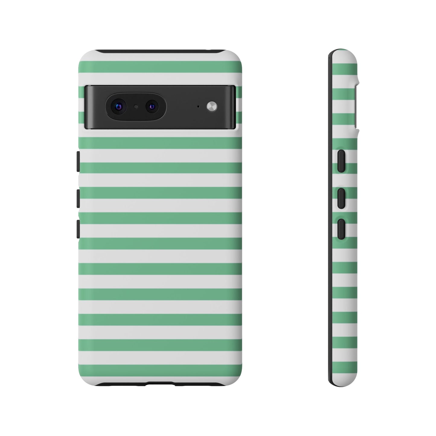 Mint Green Striped Phone Case | Horizontal Candy Stripe iPhone Cover