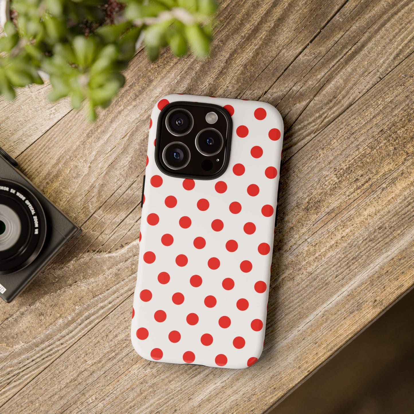 Red White Polka Dot Phone Case Cover for iPhone, Samsung, and Google Phones
