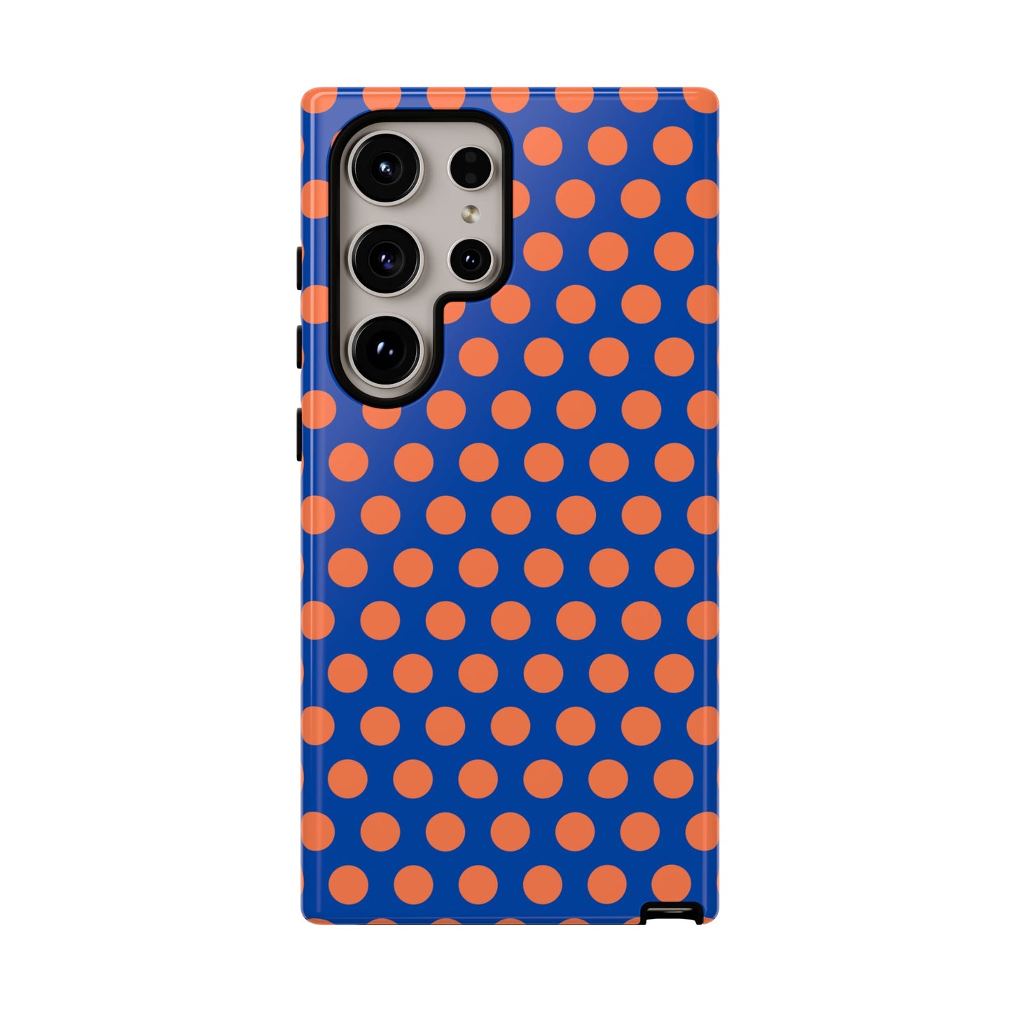 Blue & Coral Polka Dot Phone Case for iPhone, Samsung S, Google Pixel Phones