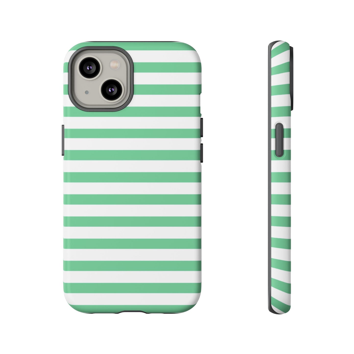 Mint Green Striped Phone Case | Horizontal Candy Stripe iPhone Cover