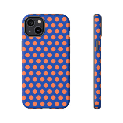 Blue & Coral Polka Dot Phone Case for iPhone, Samsung S, Google Pixel Phones