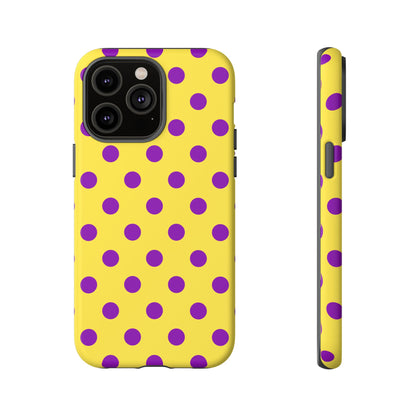 Phone Case - Bright Yellow with Purple Dots