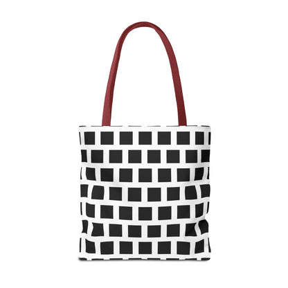 Black Square Pattern Tote Bag - Versatile and Durable Shoulder Bag