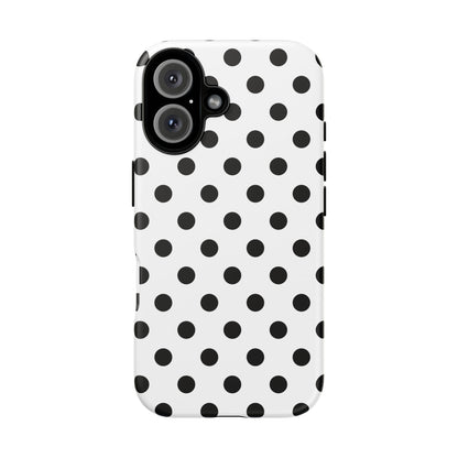 Black White Polka Dot Phone Case Cover  iPhone, Samsung Galaxy S25, Google Pixel 7