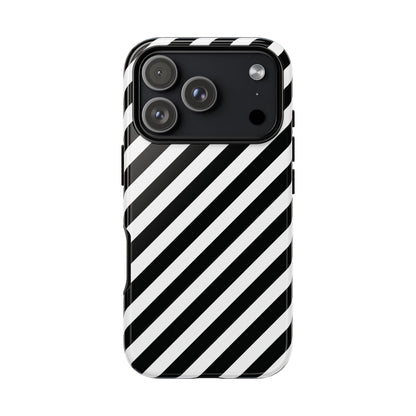 Black White Diagonal Phone Case Cover, Protective Sleek Cell Phone Case, Modern Smartphone, Stylish