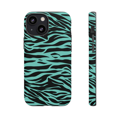 Cute Green Wild Tiger Print Pattern Phone Case for iPhone Galaxy S models and google pixel phones
