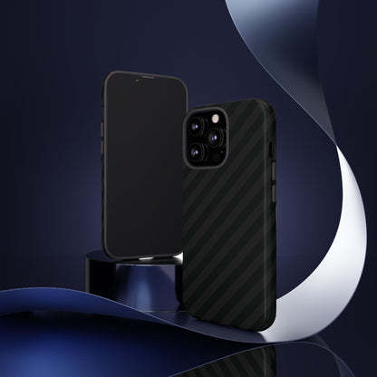 Phone Case, Black Diagonal Pattern Tough Gloss Finish Protective Cover, iPhone, Samsung, Google Pixel, Unique Geometric Design, Gift