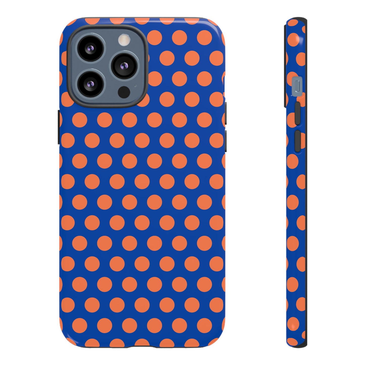 Blue & Coral Polka Dot Phone Case for iPhone, Samsung S, Google Pixel Phones