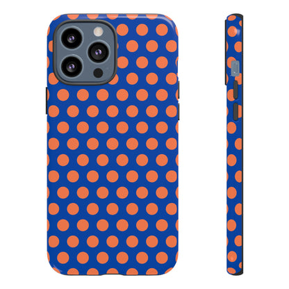 Blue & Coral Polka Dot Phone Case for iPhone, Samsung S, Google Pixel Phones