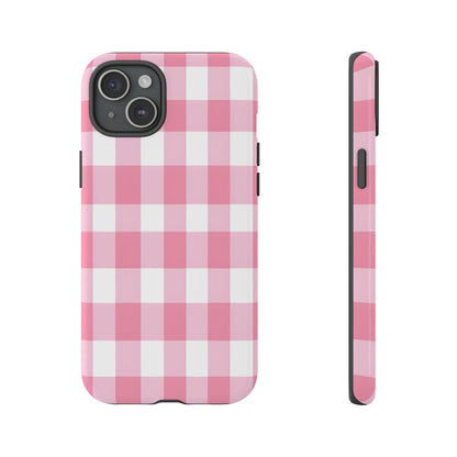 Pink Gingham Cute Phone Case Cover, for Fashion Lovers, Gift for Her, Stylish Tech Accessory, Perfect for Birthdays & Holidays