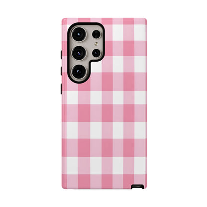 Pink Gingham Cute Phone Case Cover, for Fashion Lovers, Gift for Her, Stylish Tech Accessory, Perfect for Birthdays & Holidays