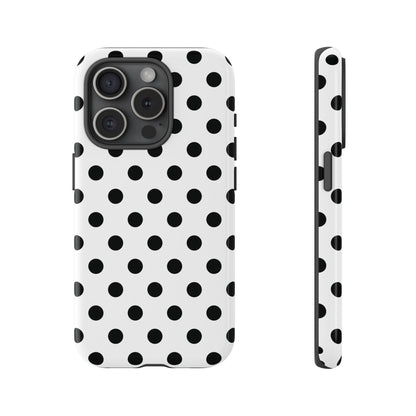 Black White Polka Dot Phone Case Cover  iPhone, Samsung Galaxy S25, Google Pixel 7