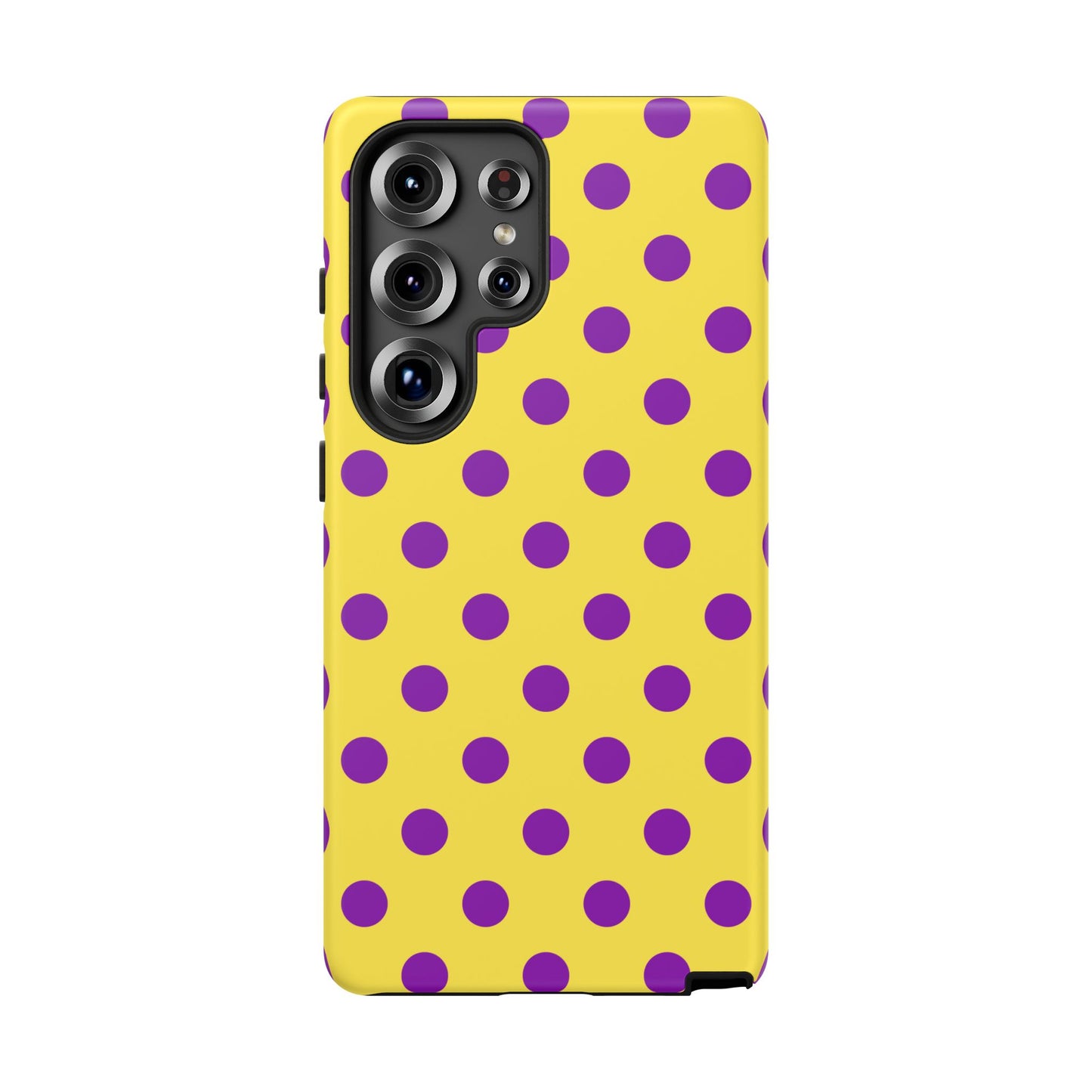 Phone Case - Bright Yellow with Purple Dots