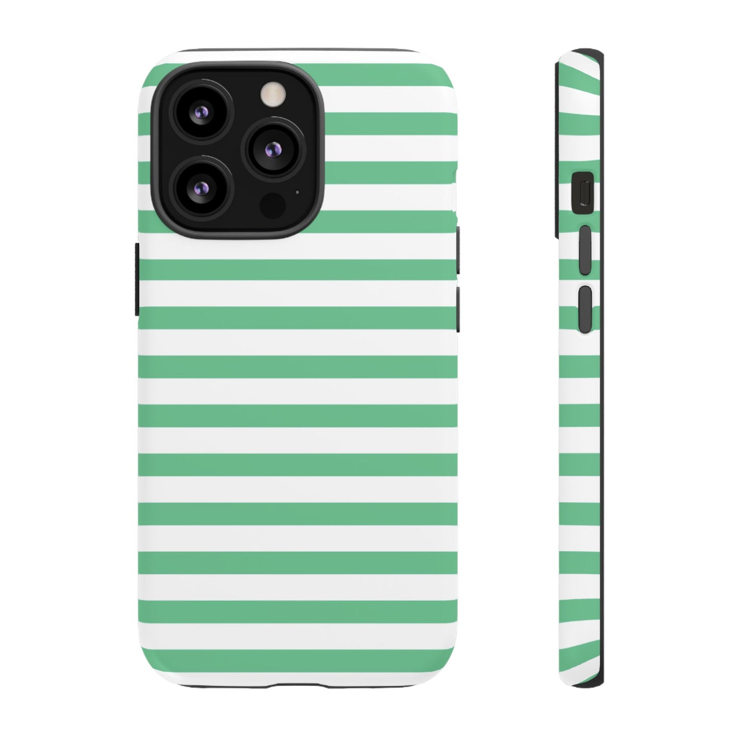 Mint Green Striped Phone Case | Horizontal Candy Stripe iPhone Cover