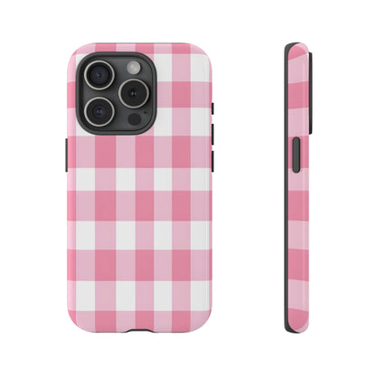 Pink Gingham Cute Phone Case Cover, for Fashion Lovers, Gift for Her, Stylish Tech Accessory, Perfect for Birthdays & Holidays