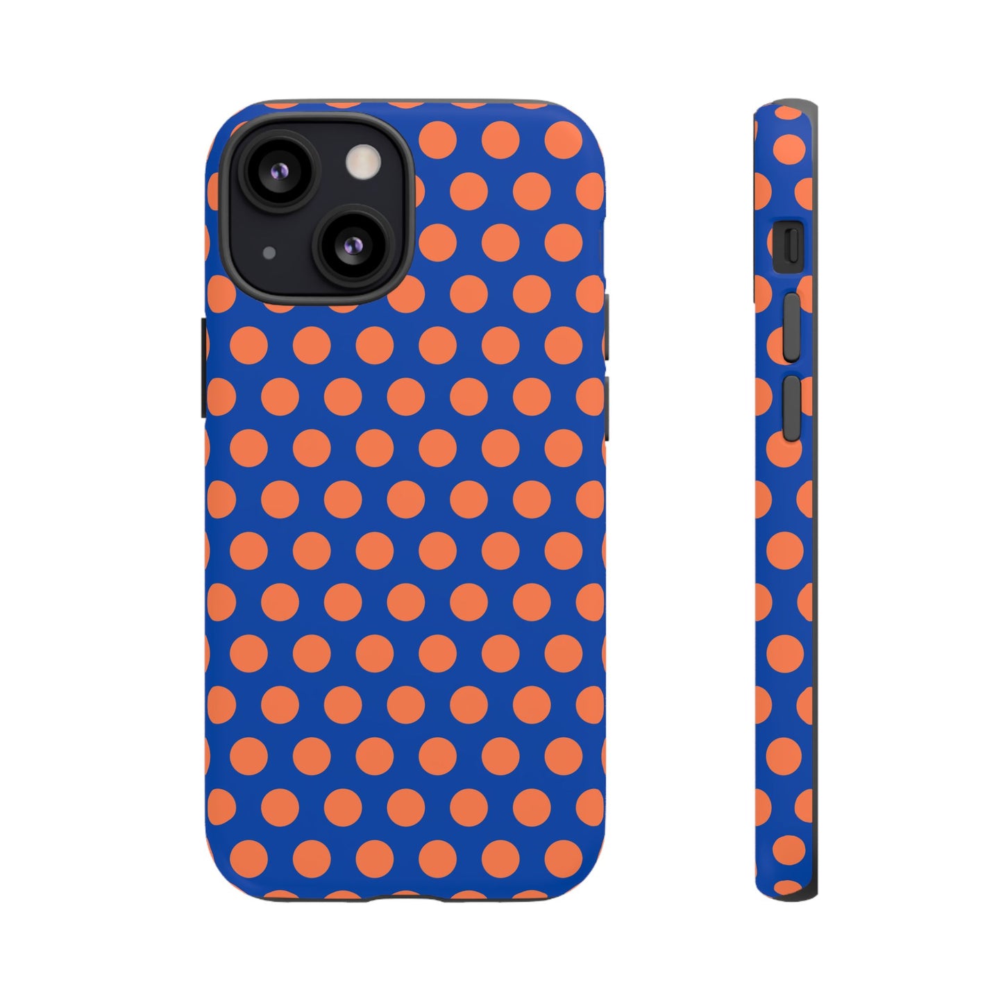 Blue & Coral Polka Dot Phone Case for iPhone, Samsung S, Google Pixel Phones